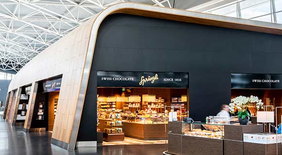 Sprüngli Café et Lounge, magasin, aéroport Zurich, Airside Center Level 2