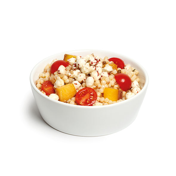 Pfirsich-Fregola-Sarda-Mozzarella-Salat